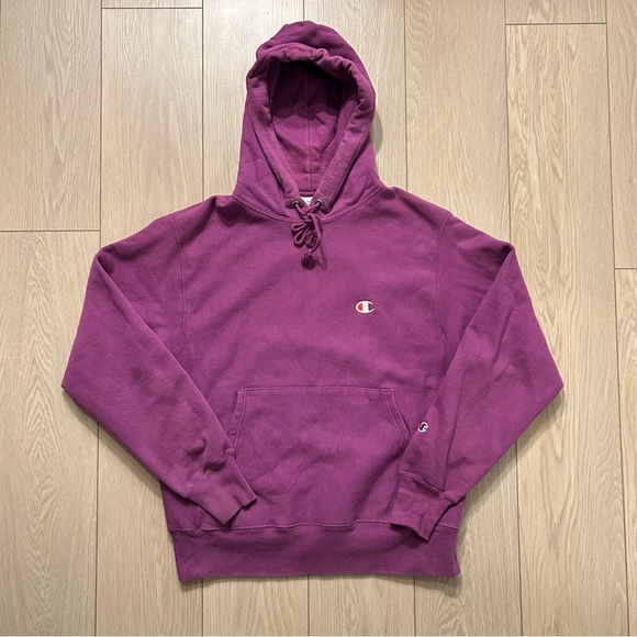 Champion Reverse Weave Pullover Hoodie Magenta Purple Size Medium - Picture 2 of 4